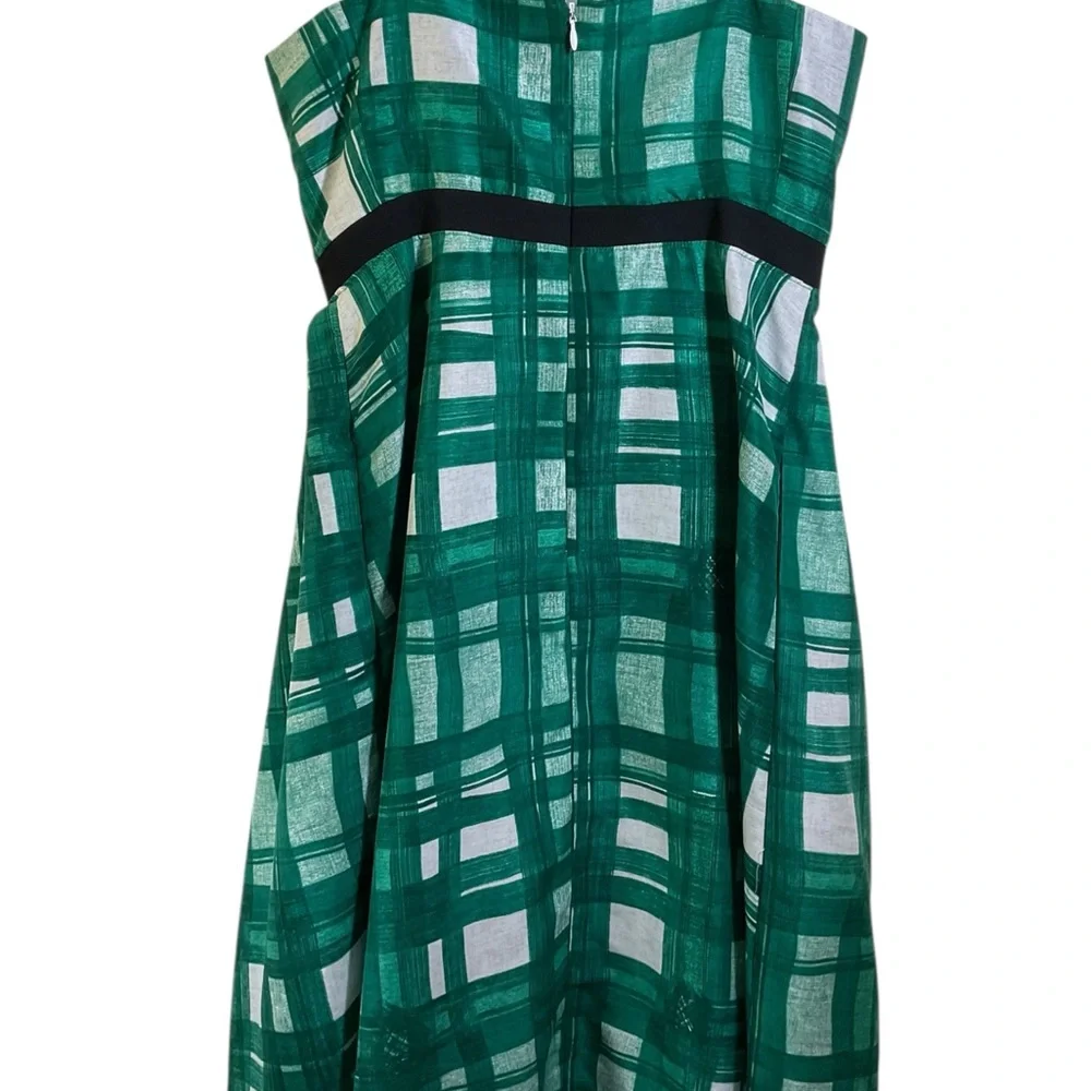 Kristin Davis Plaid Green And White‎ Pin Up Style Dress. Size 6